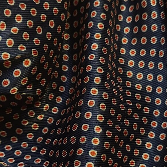 Square, Light, Blue, Thin & Shiny Scarf w Red Dots. Headscarf, Neck or Bandana - Picture 3 of 3